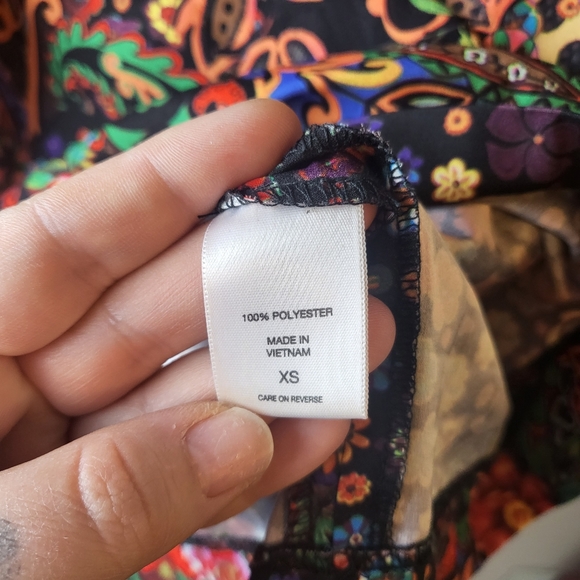 New York & Company Vintage Inspired Mixed Print Bell Sleeve Mini Dress - Picture 6 of 7